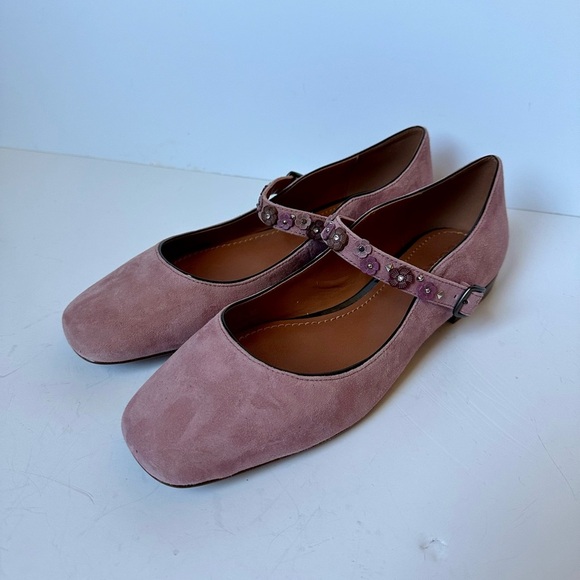 COACH Dusty Rose Pink Floral Maryjane flats - Size 10 - Picture 1 of 15